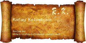 Rafay Kolombusz névjegykártya
